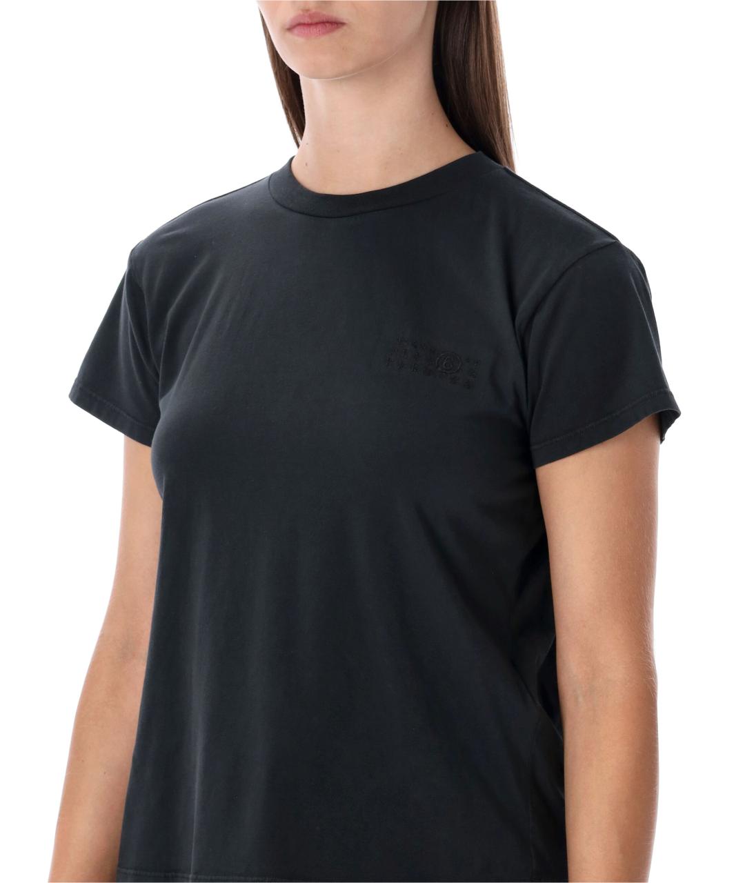 MM6 MAISON MARGIELA Черная хлопковая футболка, фото 2