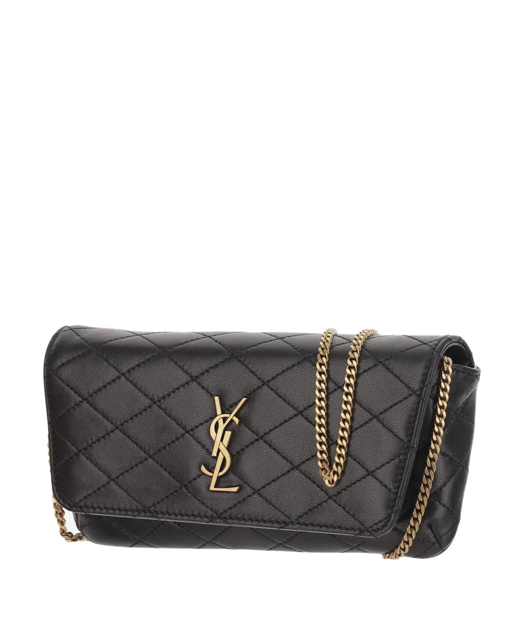 SAINT LAURENT Черная кожаная сумка через плечо, фото 3