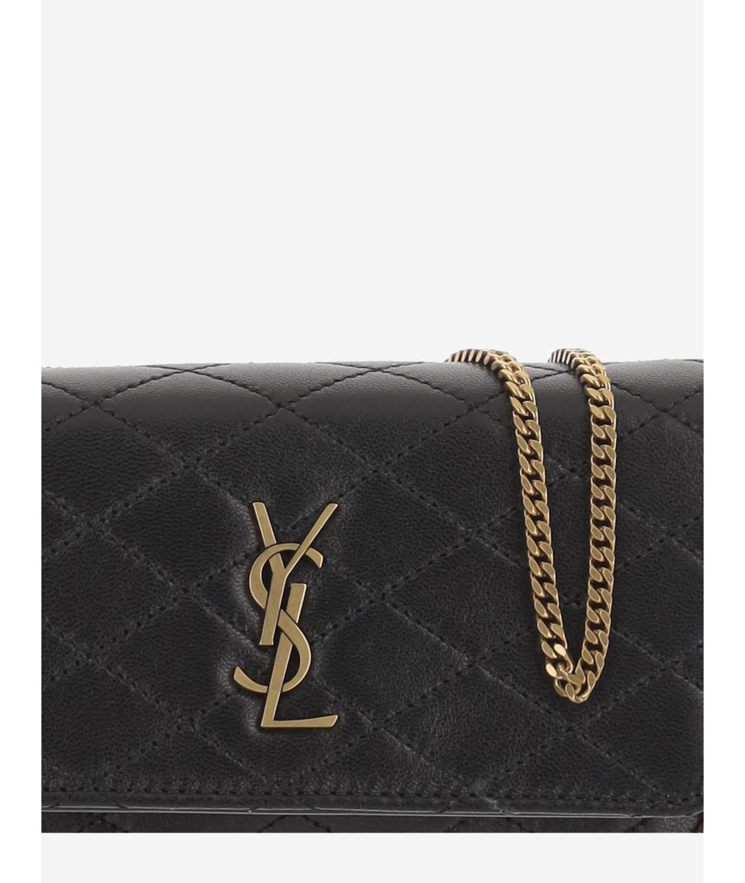 SAINT LAURENT Черная кожаная сумка через плечо, фото 4