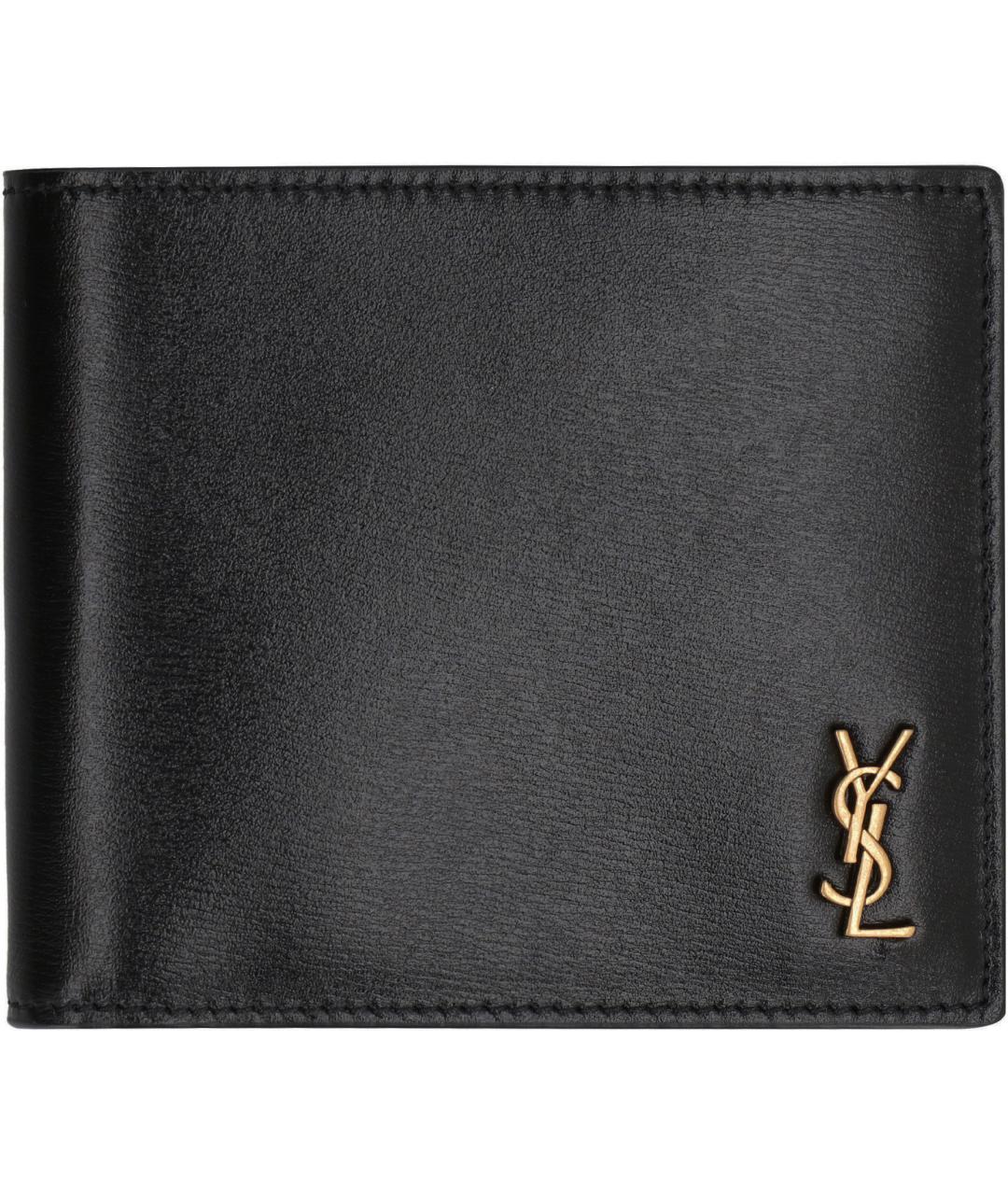 SAINT LAURENT Черный кожаный кошелек, фото 2