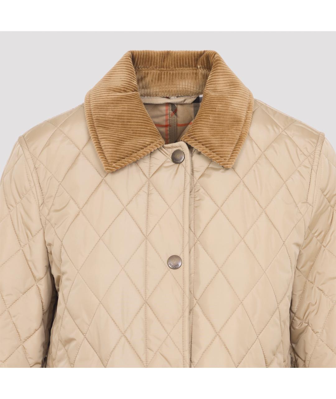 BURBERRY Бежевая полиэстеровая куртка, фото 5