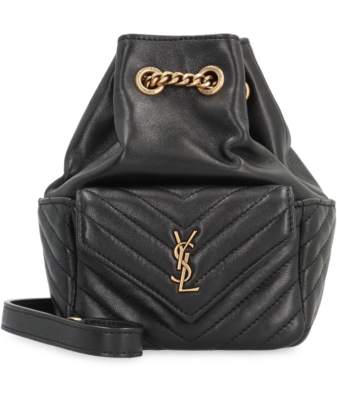 SAINT LAURENT Черная кожаная сумка через плечо, фото 2