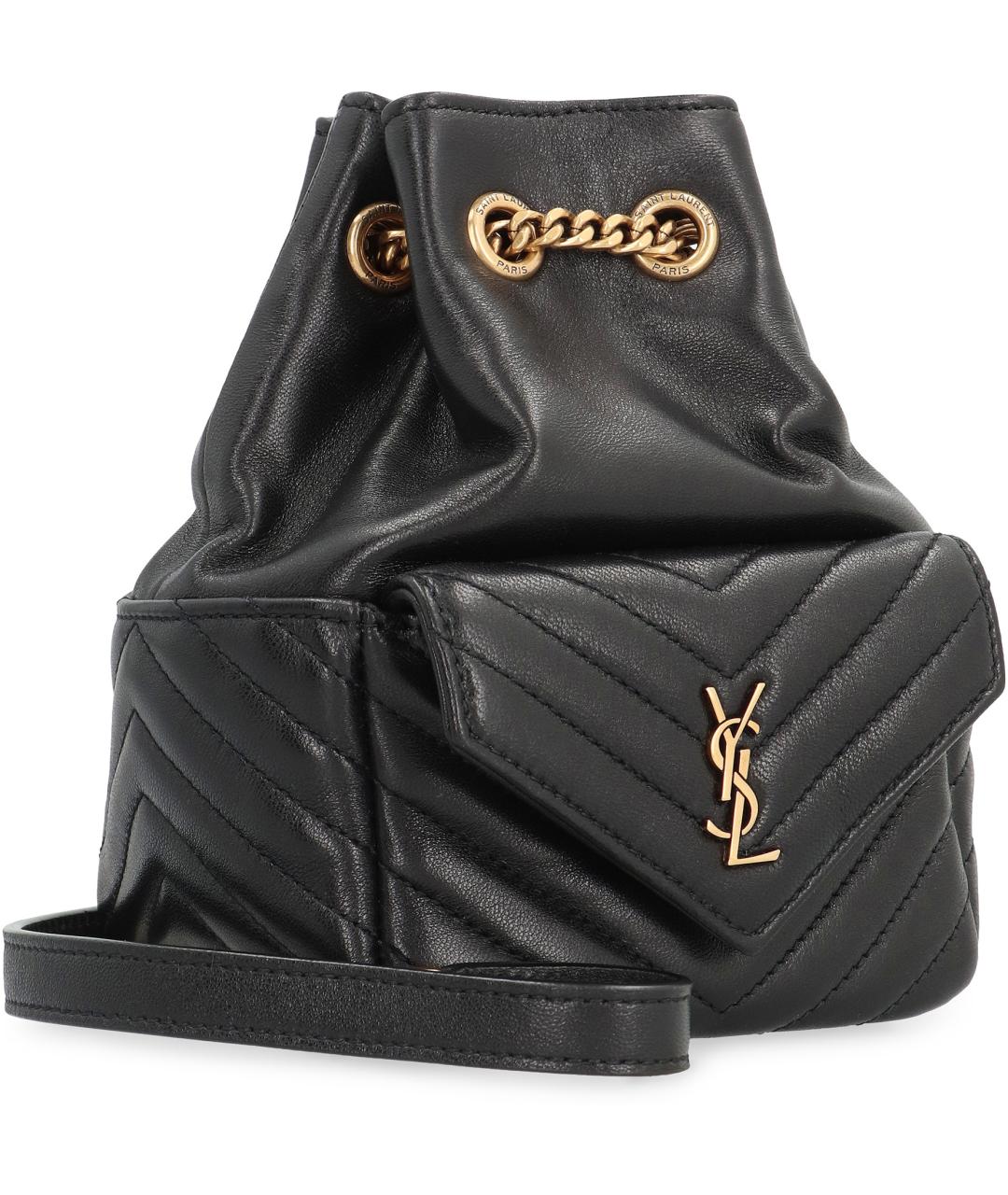 SAINT LAURENT Черная кожаная сумка через плечо, фото 3