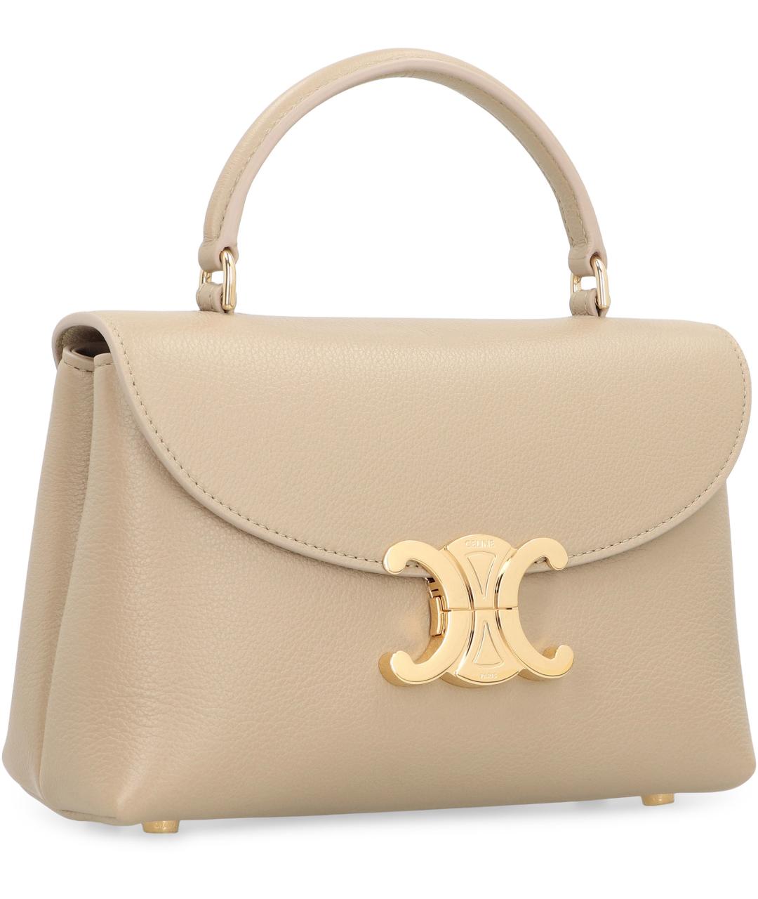 CELINE Бежевая кожаная сумка тоут, фото 3