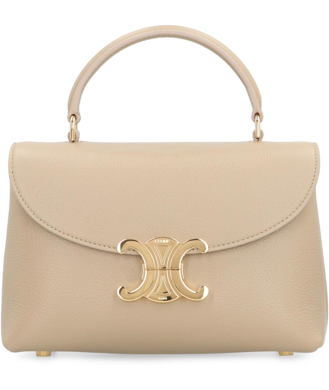CELINE Бежевая кожаная сумка тоут, фото 2