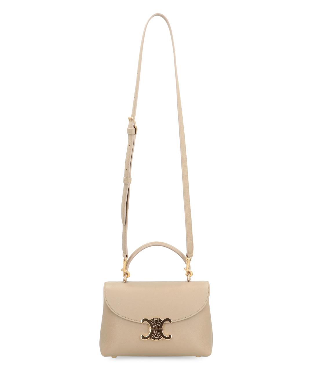 CELINE Бежевая кожаная сумка тоут, фото 5