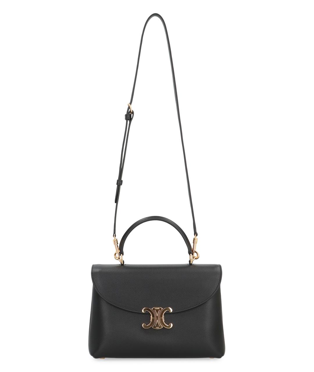 CELINE Черная кожаная сумка тоут, фото 5