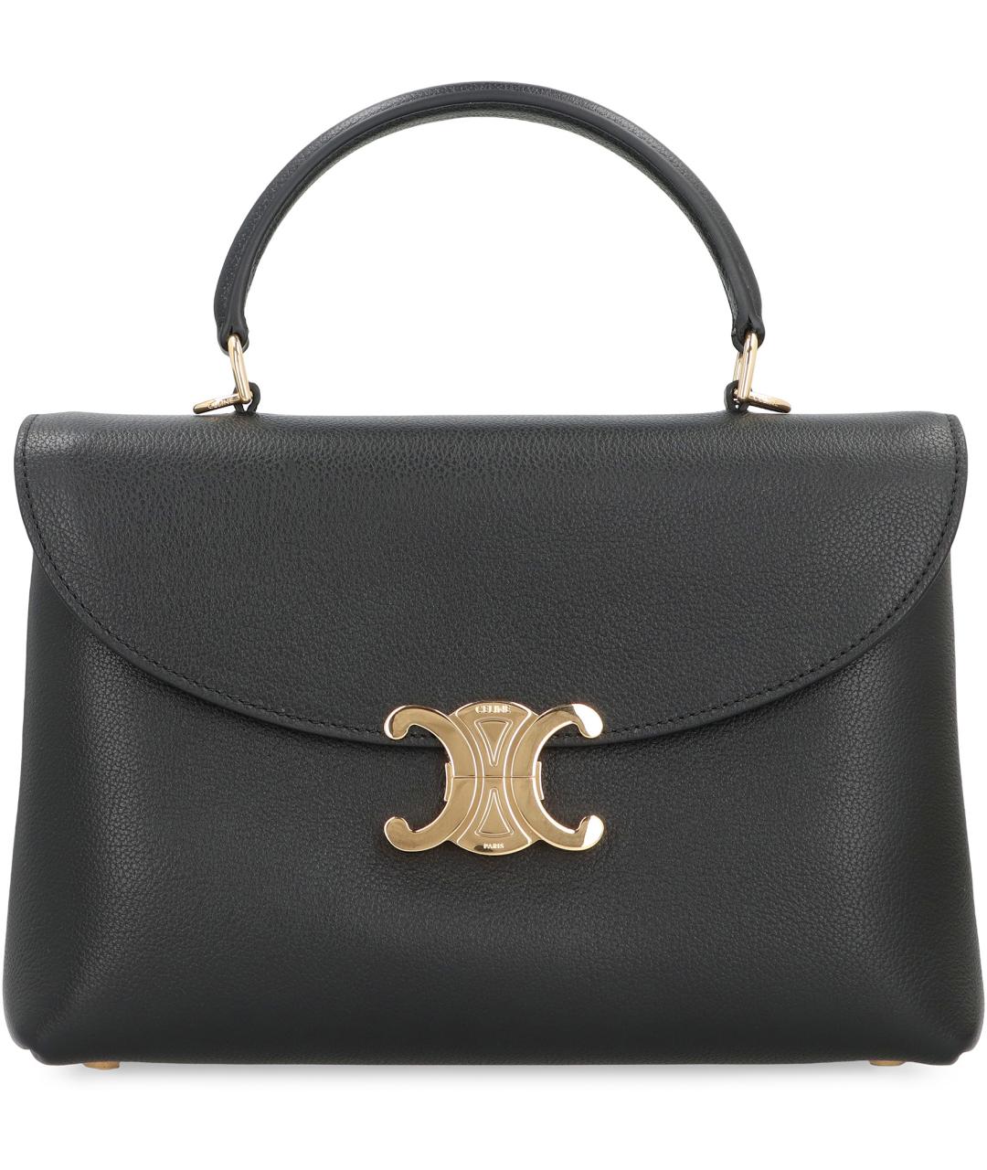 CELINE Черная кожаная сумка тоут, фото 2