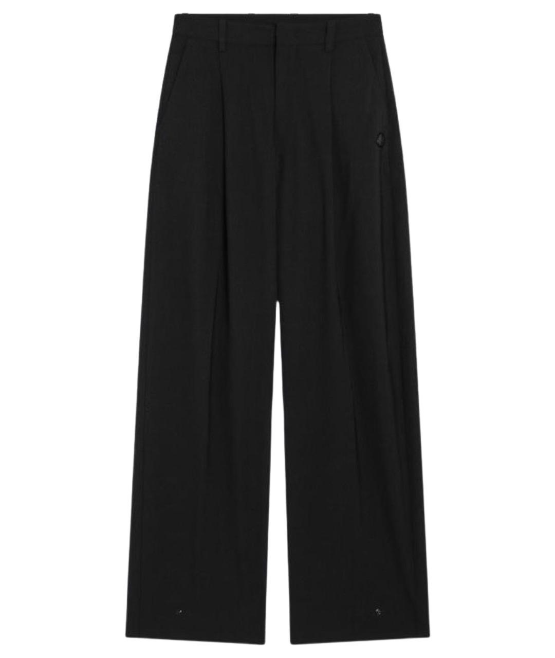 MONCLER Черные полиэстеровые прямые брюки, фото 1