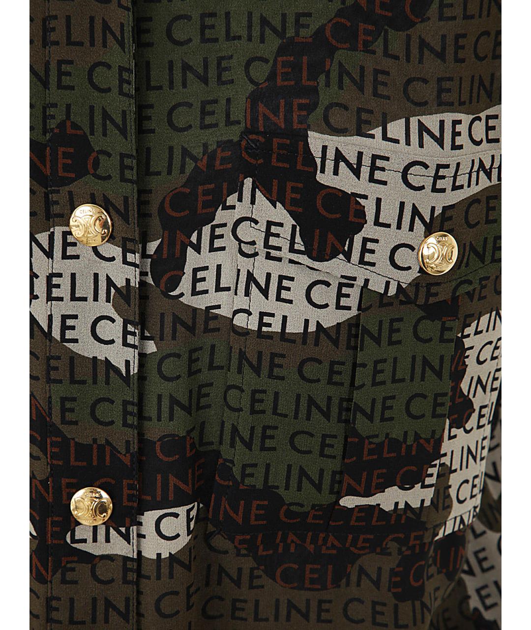 CELINE Хаки шелковое повседневное платье, фото 3