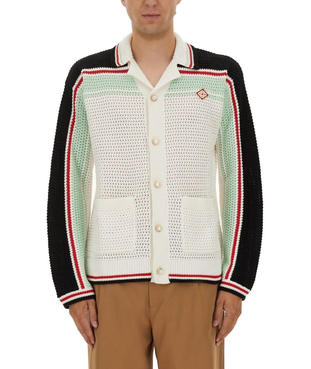 CASABLANCA Белое хлопковое поло с длинным рукавом, фото 5