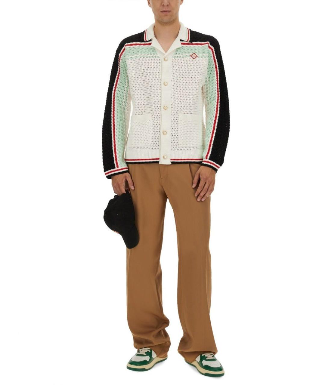 CASABLANCA Белое хлопковое поло с длинным рукавом, фото 4