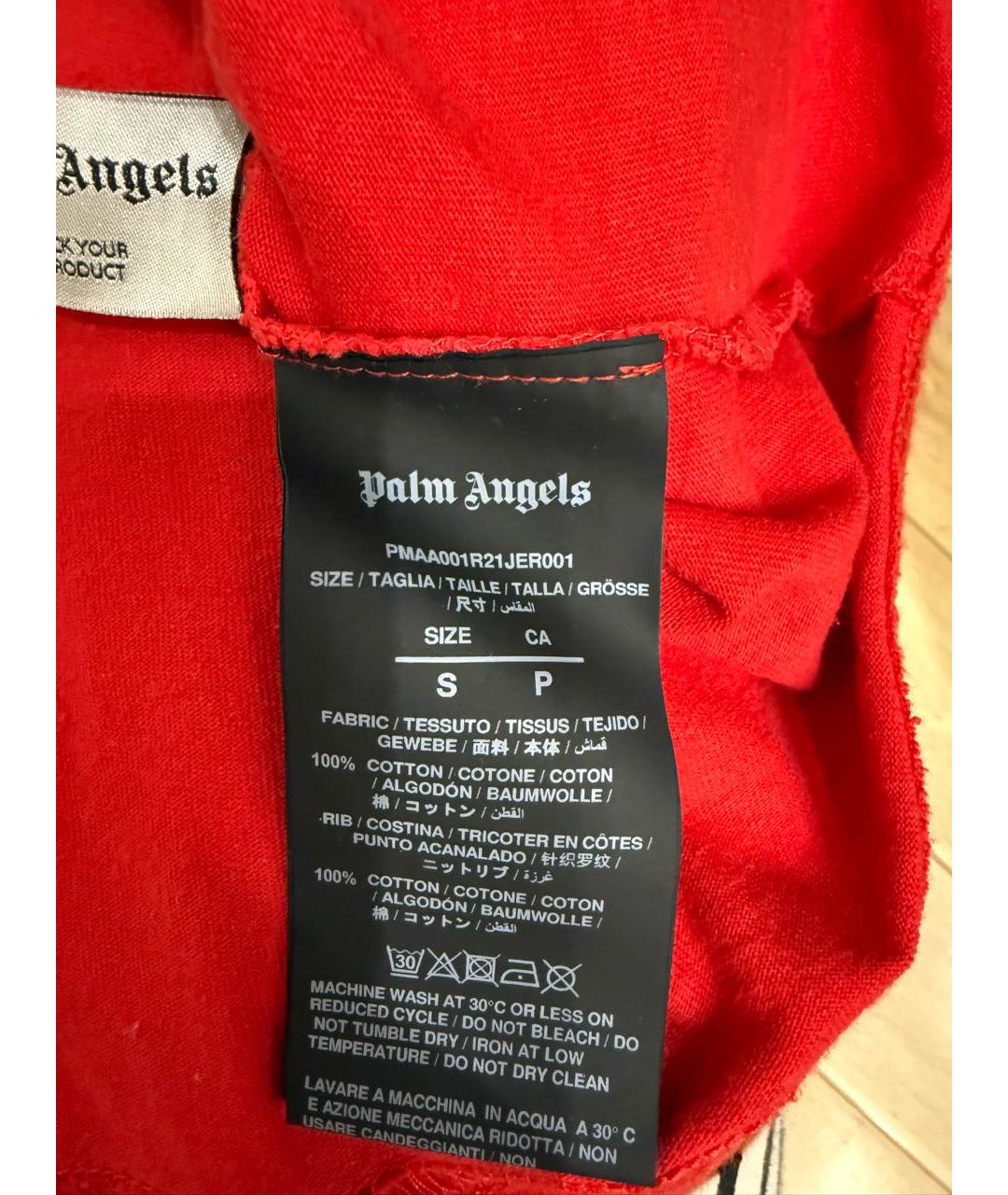 PALM ANGELS Красная хлопковая футболка, фото 4