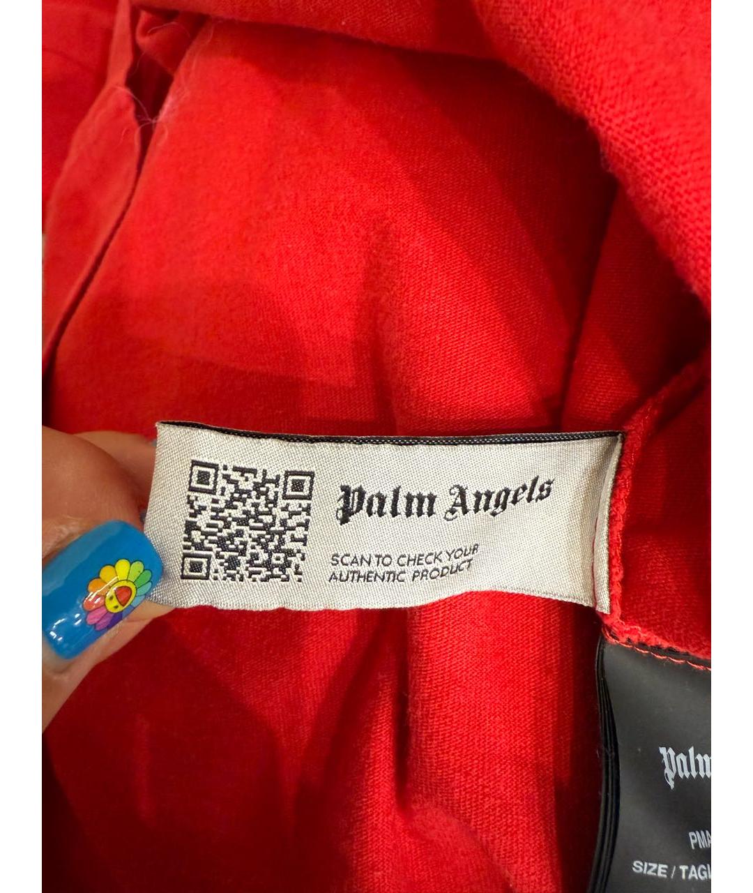 PALM ANGELS Красная хлопковая футболка, фото 5
