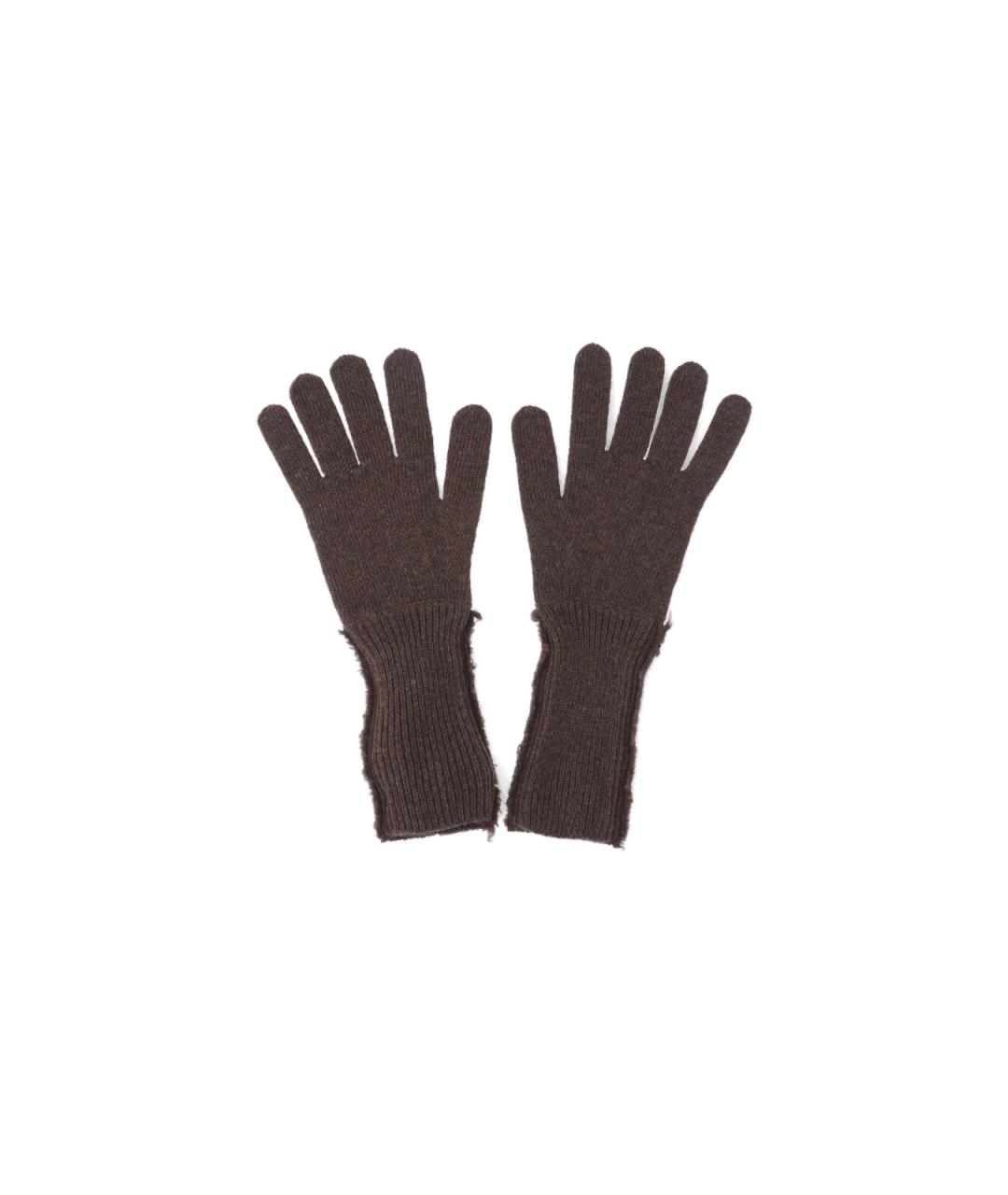 MM6 MAISON MARGIELA Коричневые шерстяные перчатки, фото 2