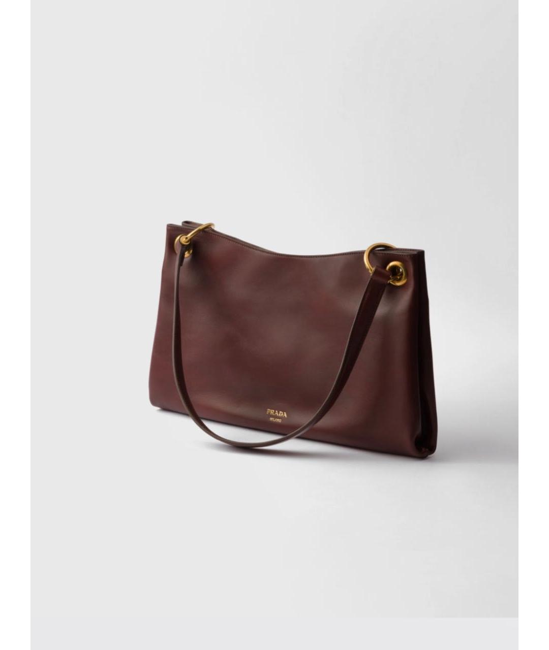 PRADA Бордовая кожаная сумка через плечо, фото 3
