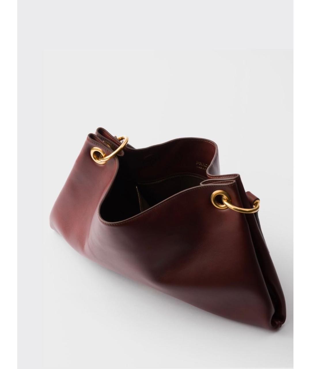 PRADA Бордовая кожаная сумка через плечо, фото 5