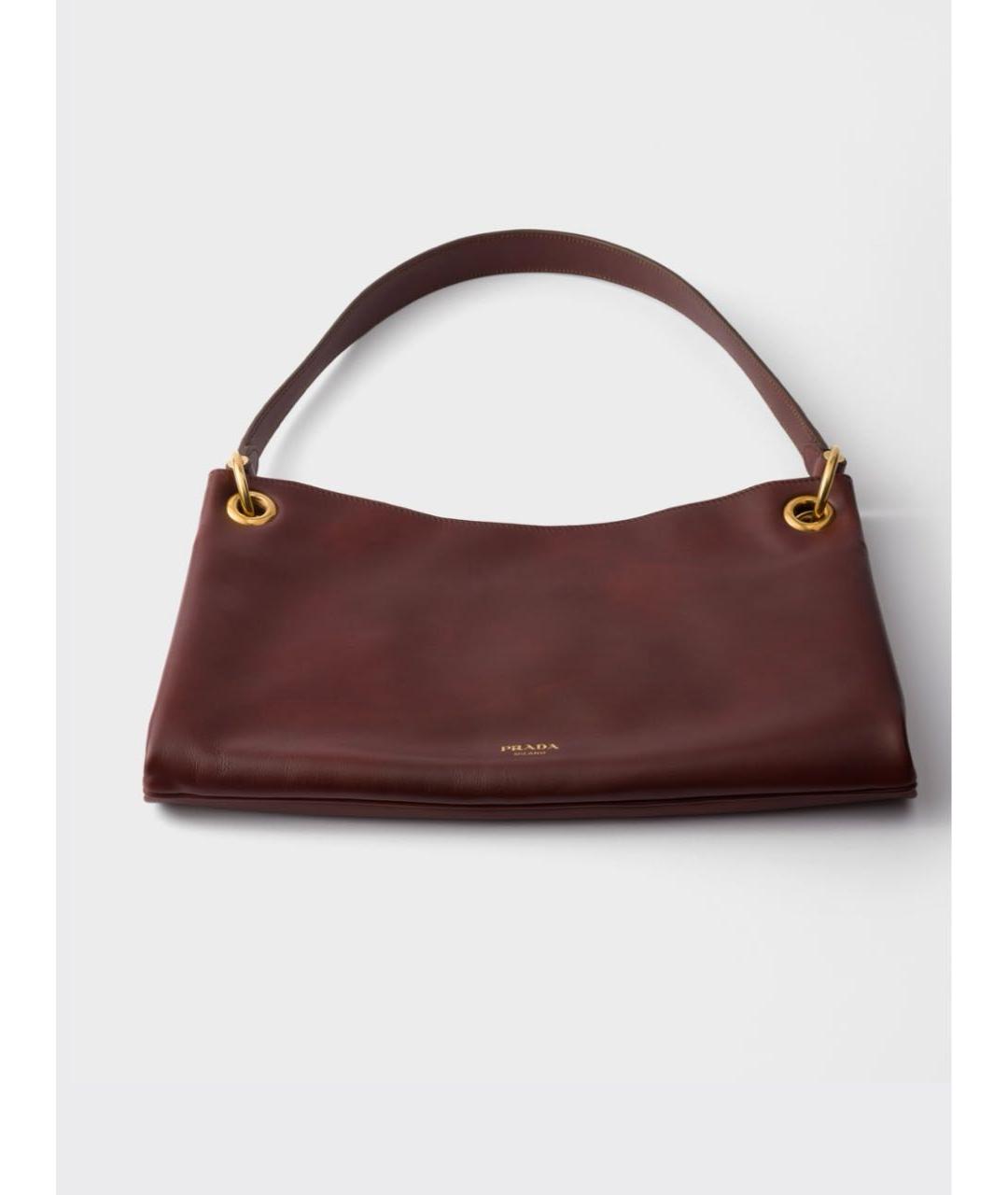 PRADA Бордовая кожаная сумка через плечо, фото 4