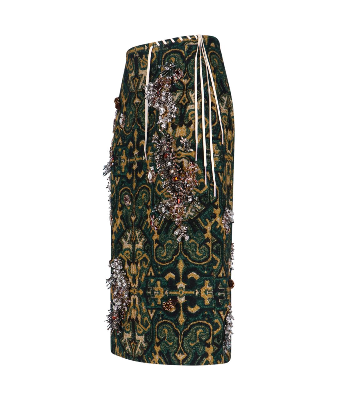 DRIES VAN NOTEN Зеленая юбка миди, фото 3
