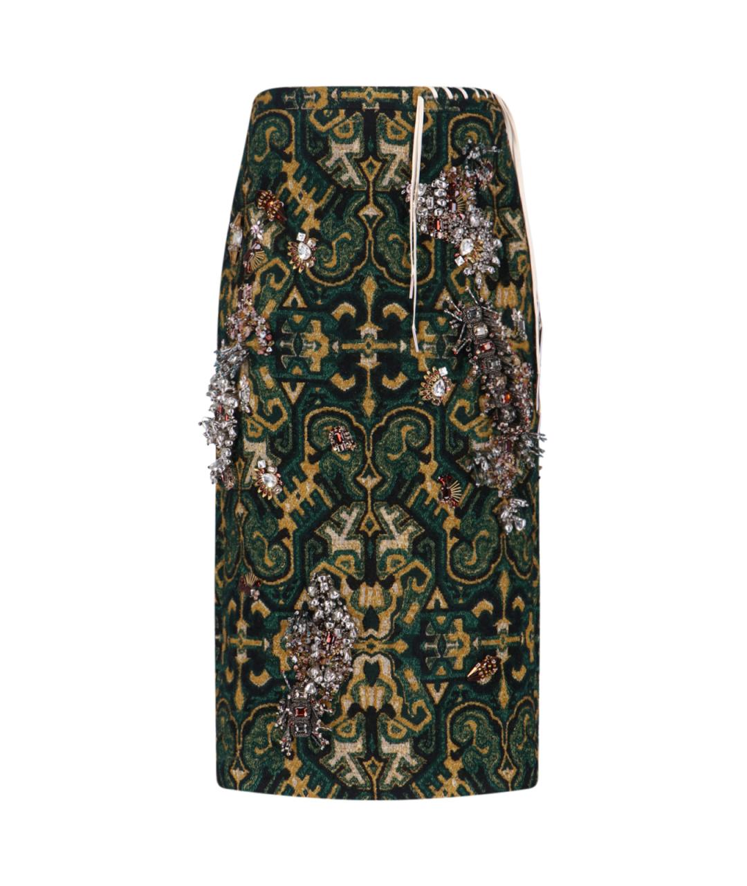 DRIES VAN NOTEN Зеленая юбка миди, фото 1
