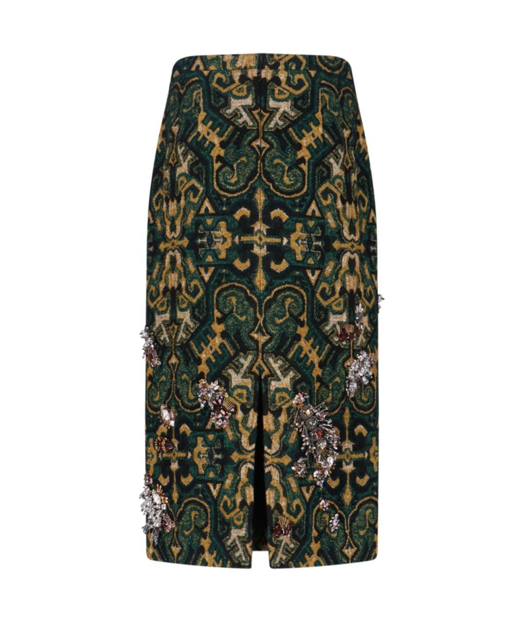 DRIES VAN NOTEN Зеленая юбка миди, фото 2
