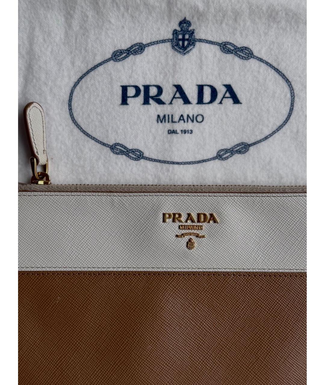 PRADA Бежевый кожаный кошелек, фото 5