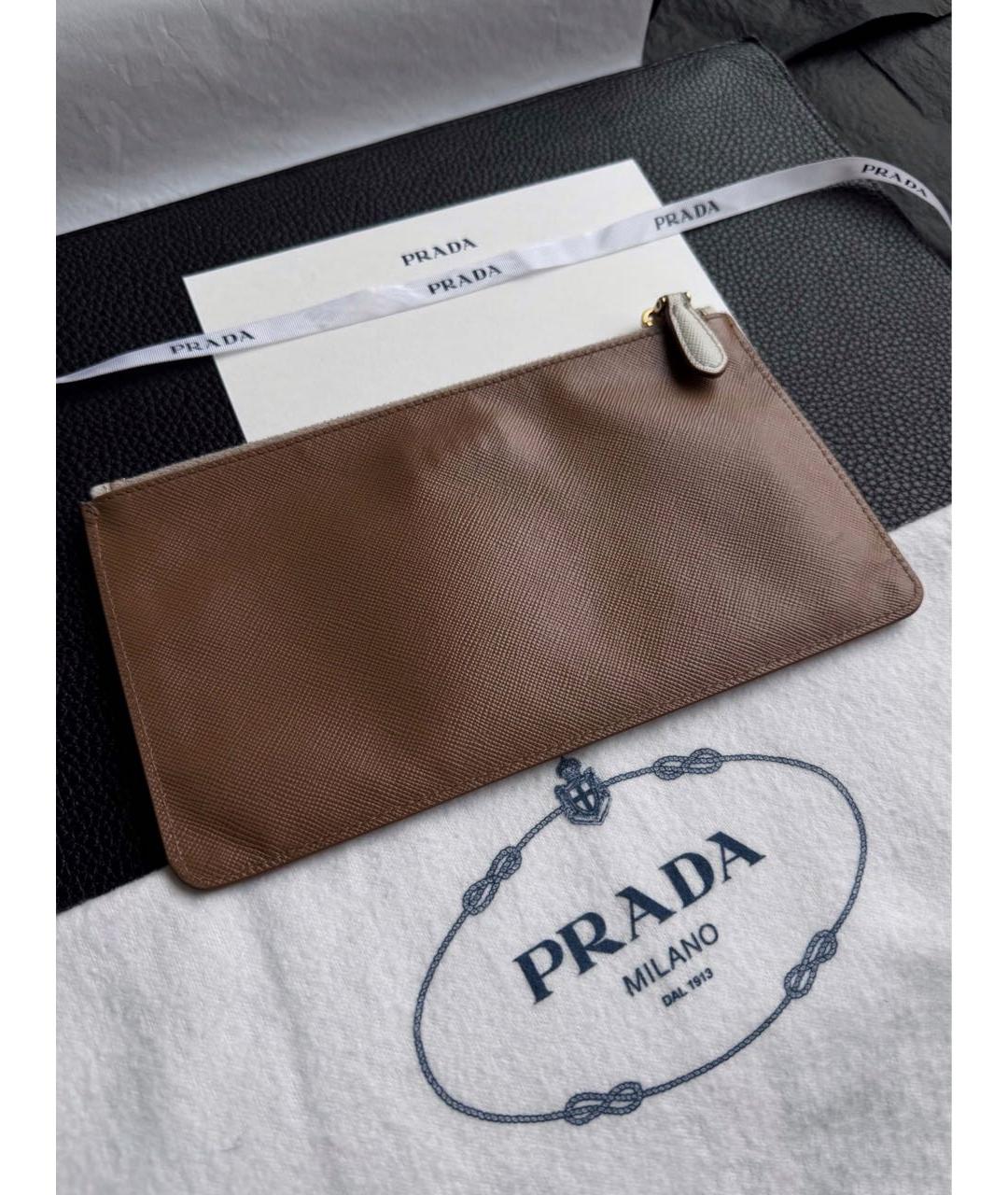 PRADA Бежевый кожаный кошелек, фото 3