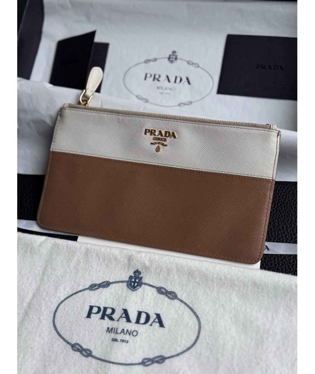 PRADA Бежевый кожаный кошелек, фото 2