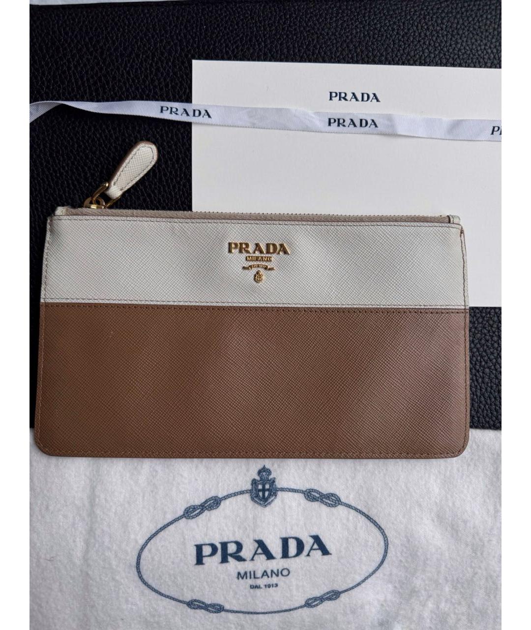 PRADA Бежевый кожаный кошелек, фото 8