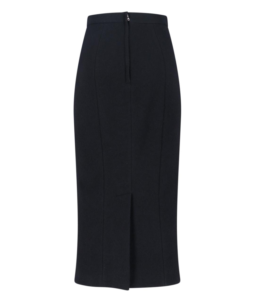 DOLCE&GABBANA Черная шерстяная юбка миди, фото 2