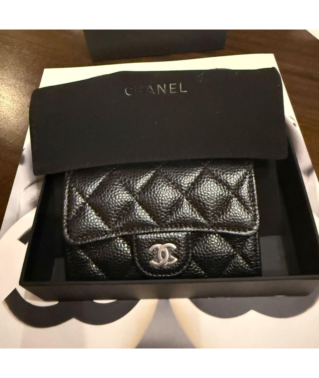 CHANEL Черный кожаный кошелек, фото 6