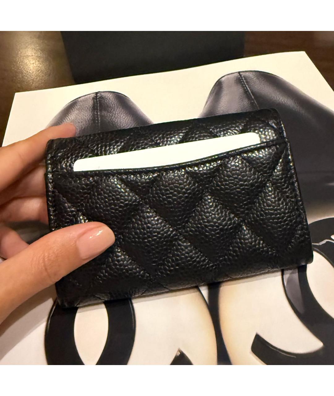 CHANEL Черный кожаный кошелек, фото 3