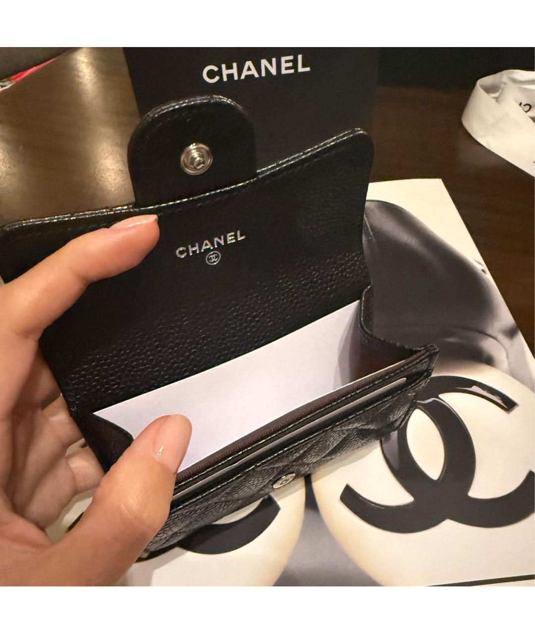 CHANEL Черный кожаный кошелек, фото 4