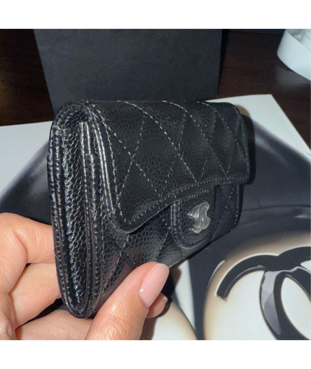 CHANEL Черный кожаный кошелек, фото 2