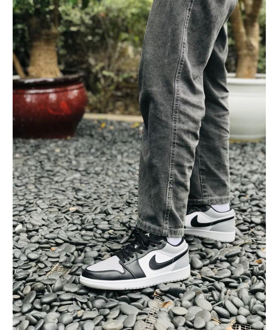 JORDAN Серые кожаные низкие кроссовки / кеды, фото 4