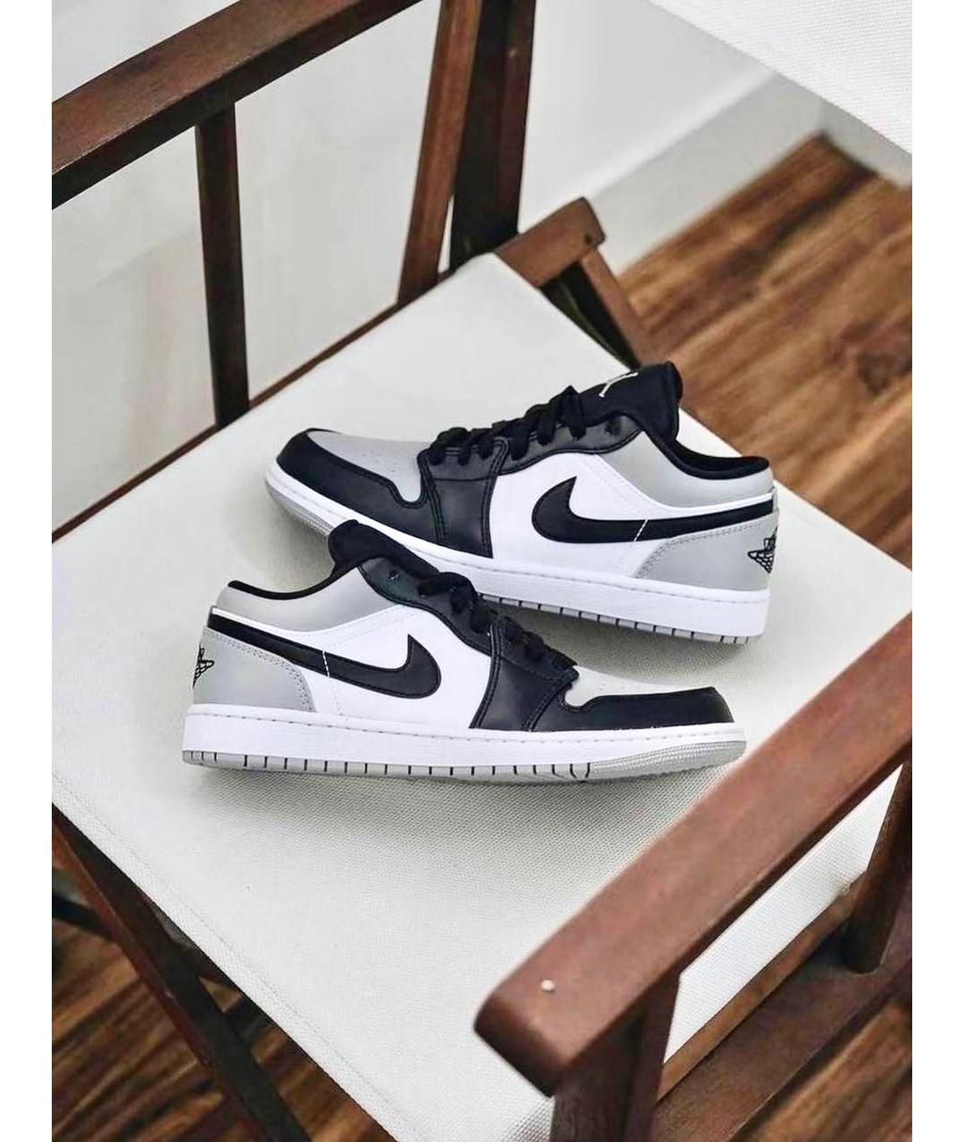 JORDAN Серые кожаные низкие кроссовки / кеды, фото 2