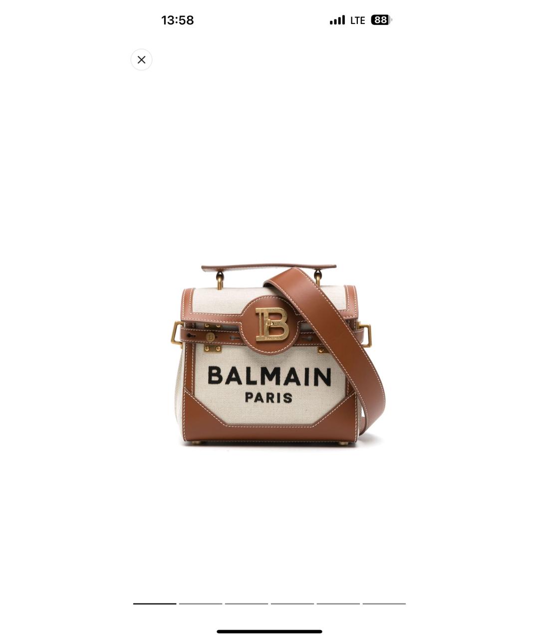 BALMAIN Коричневая кожаная сумка с короткими ручками, фото 9