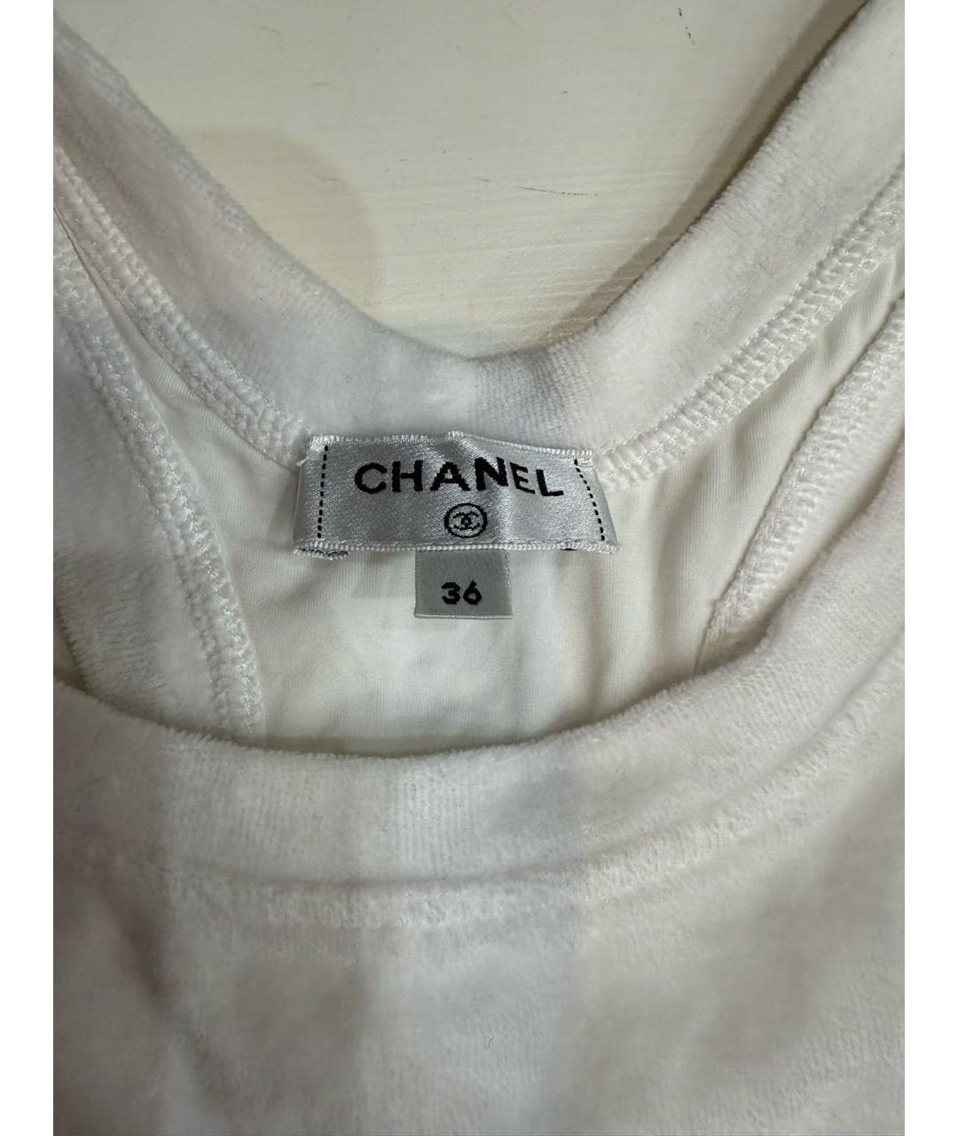 CHANEL Белая велюровая майка, фото 3