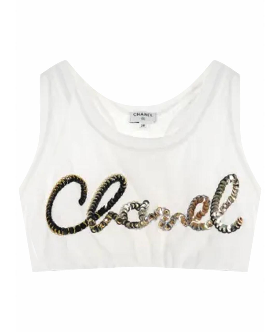 CHANEL Белая велюровая майка, фото 1