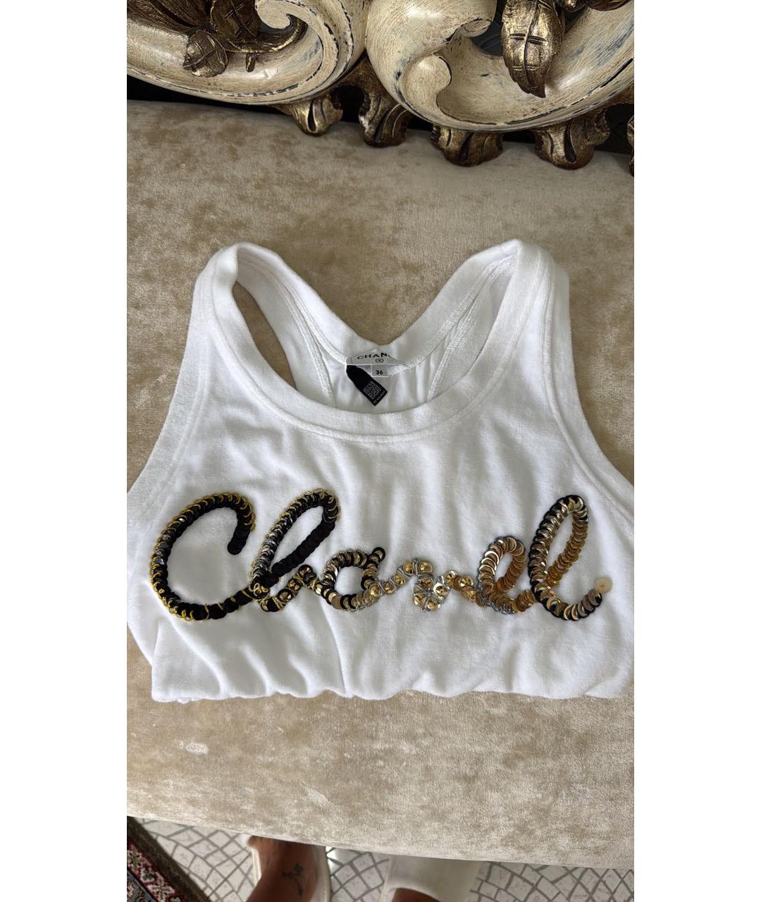 CHANEL Белая велюровая майка, фото 6