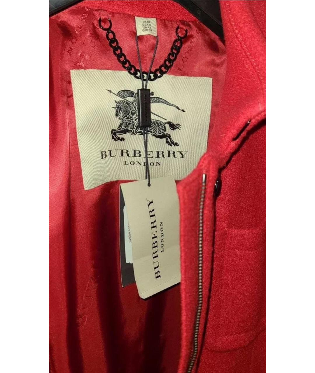 BURBERRY Красное шерстяное пальто, фото 4