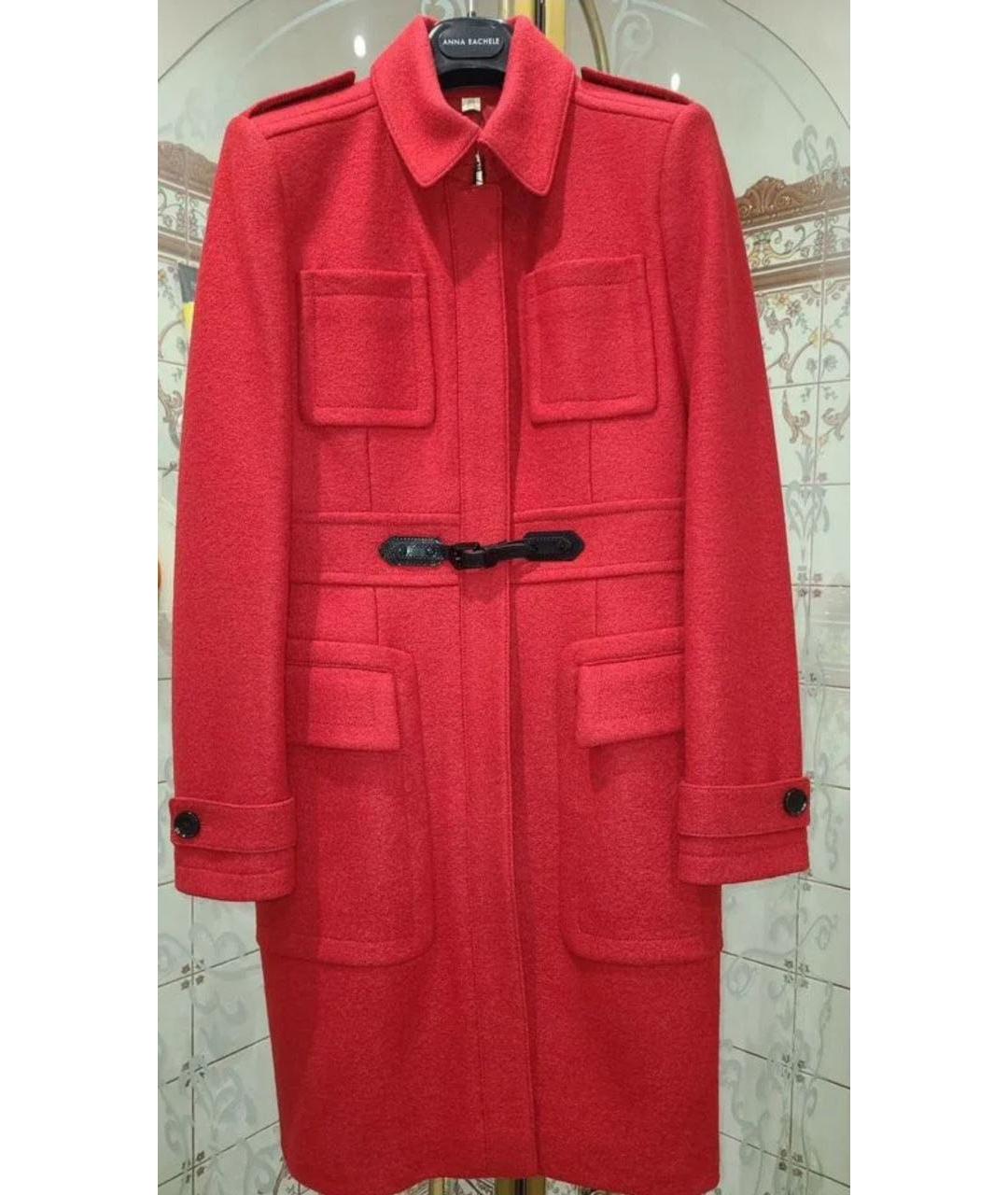 BURBERRY Красное шерстяное пальто, фото 8