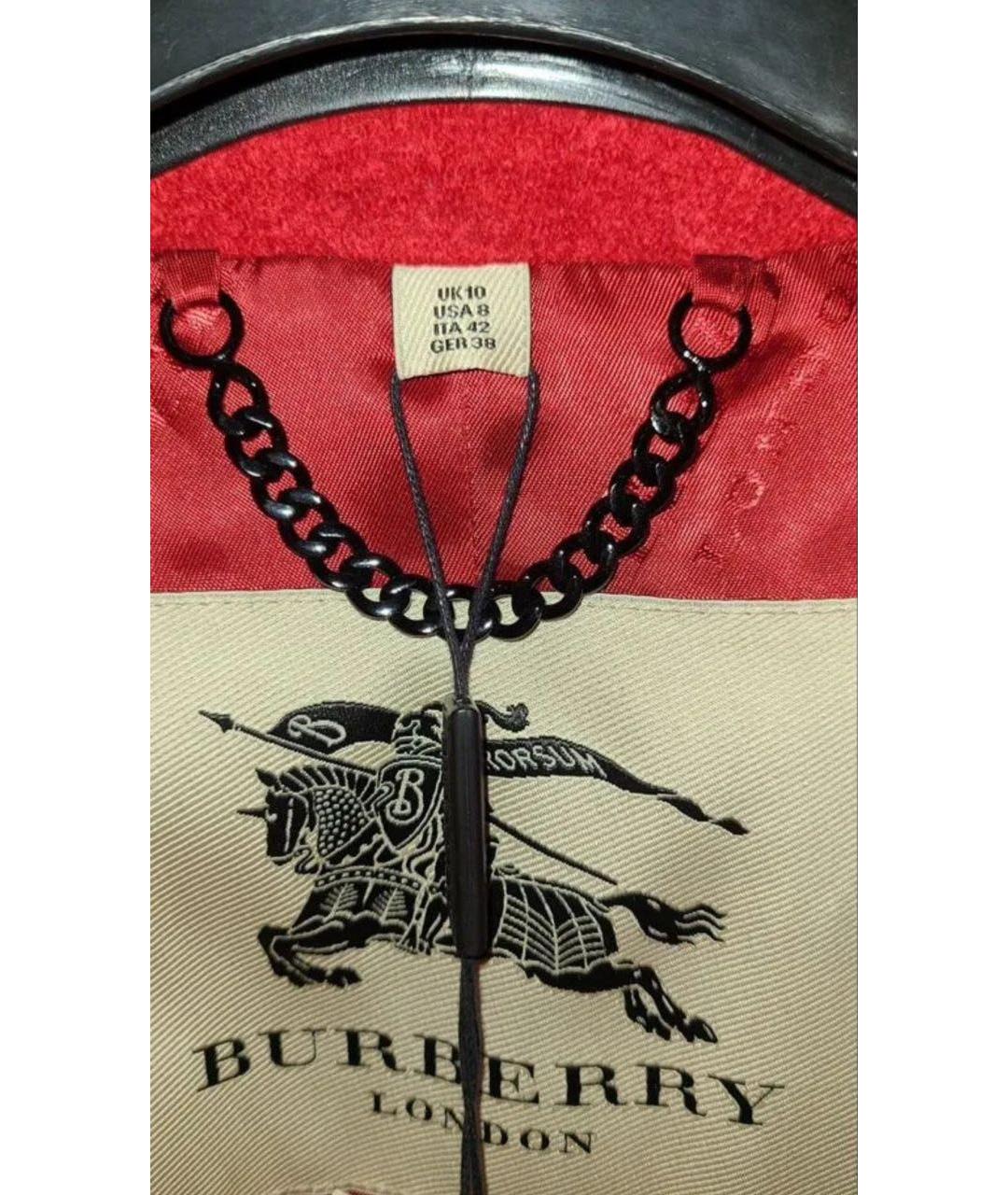 BURBERRY Красное шерстяное пальто, фото 5