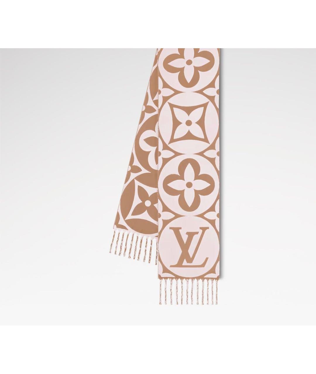 LOUIS VUITTON Бежевый шерстяной шарф, фото 5