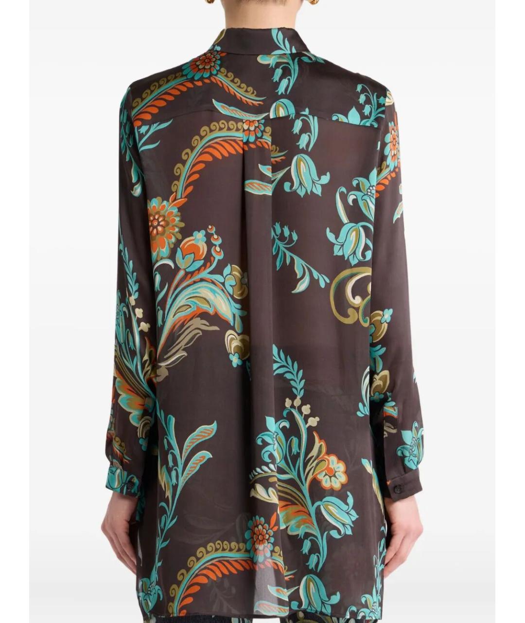 ETRO Коричневая шелковая рубашка, фото 5