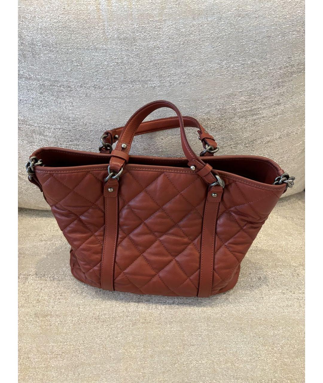 CHANEL Бордовая кожаная сумка тоут, фото 3
