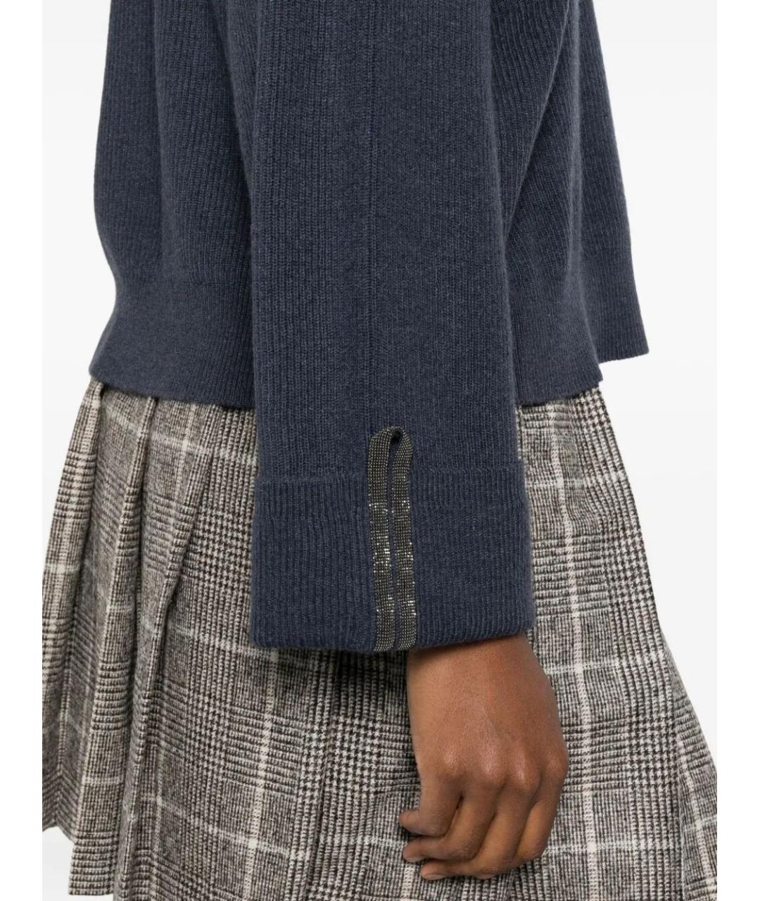 BRUNELLO CUCINELLI Темно-синий кашемировый джемпер / свитер, фото 4