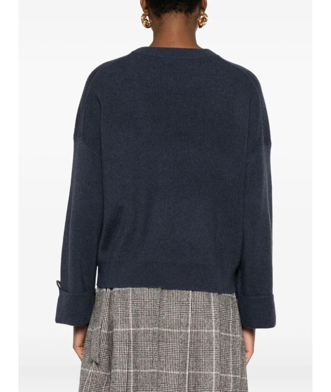 BRUNELLO CUCINELLI Темно-синий кашемировый джемпер / свитер, фото 3