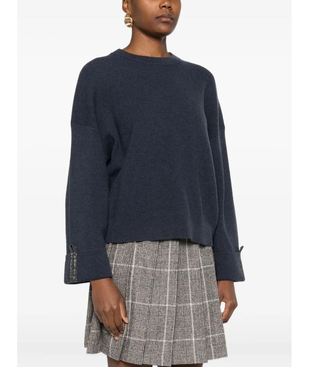 BRUNELLO CUCINELLI Темно-синий кашемировый джемпер / свитер, фото 5