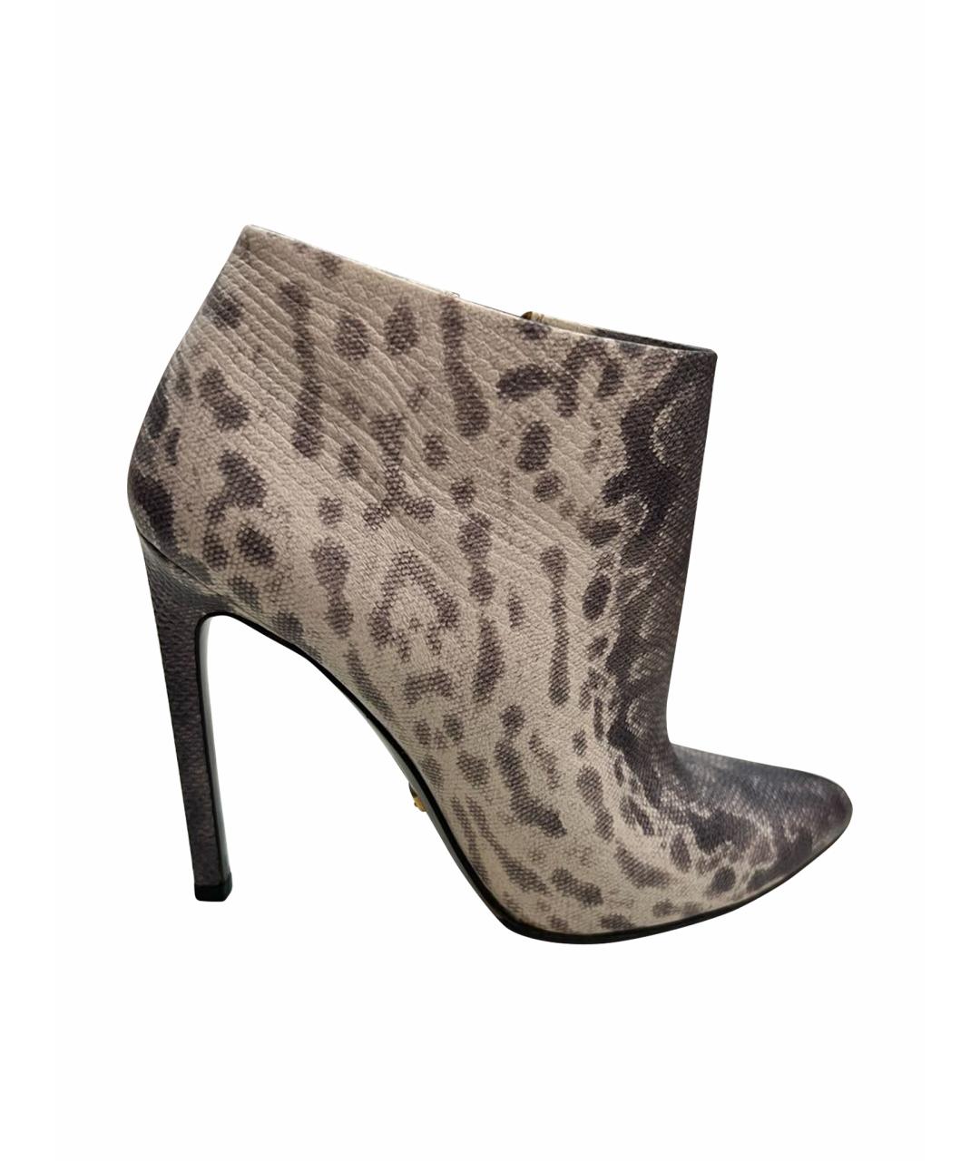 GUCCI Серые кожаные ботильоны, фото 1